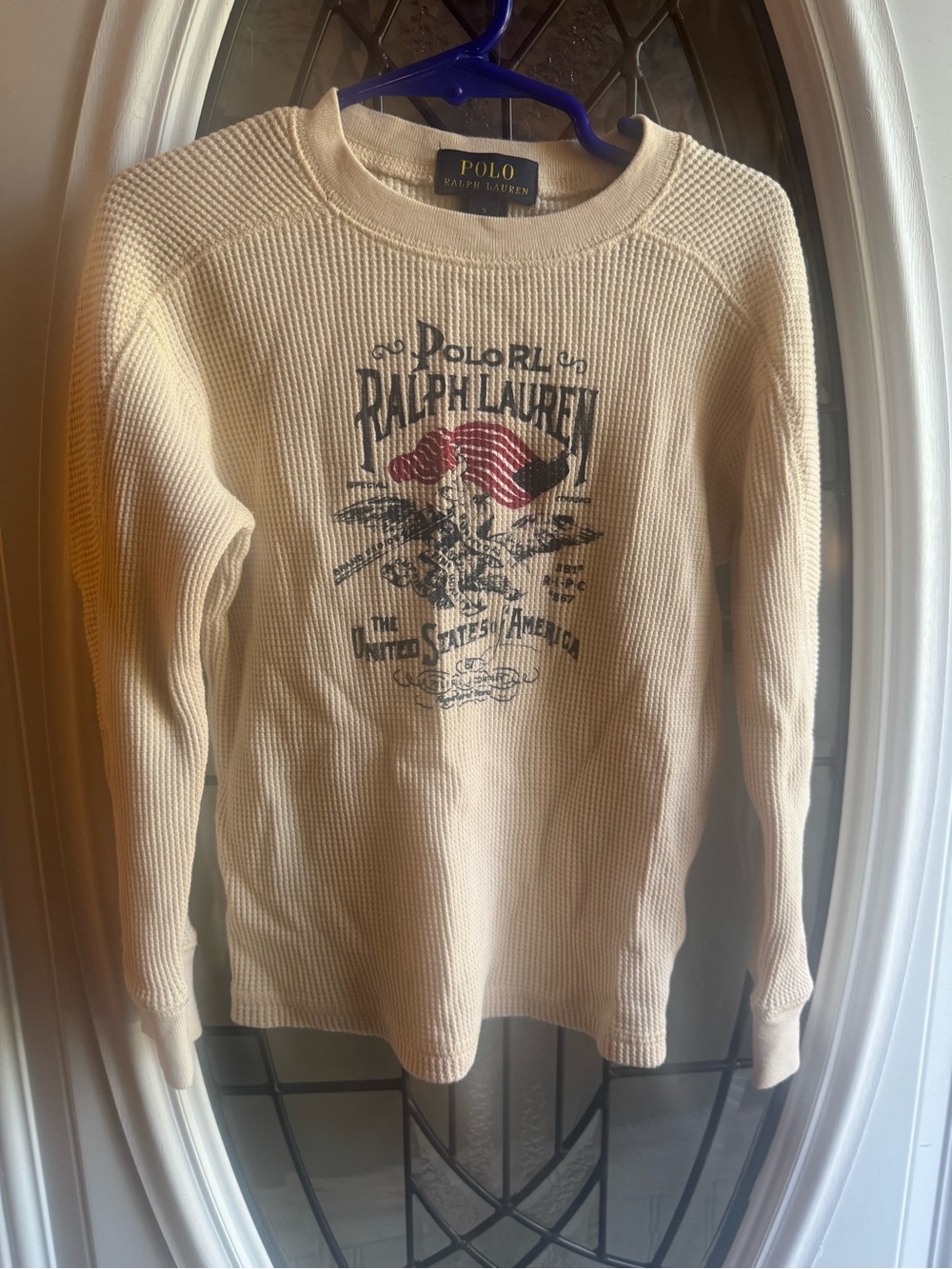 Polo Ralph Lauren Boys Size 5 USA Flag Eagle Waffle Thermal Shirt